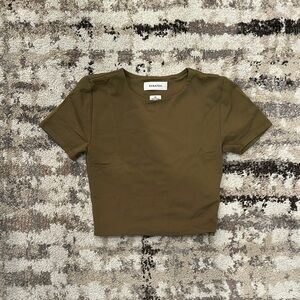 Aritzia Babaton Olive Crop Top
